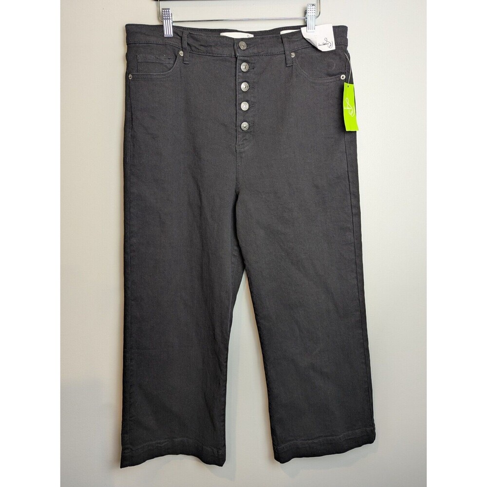 Sam Edelman Women's Jeans Codie High Rise Wide Leg Ankle Size 33 Black Denim NWT